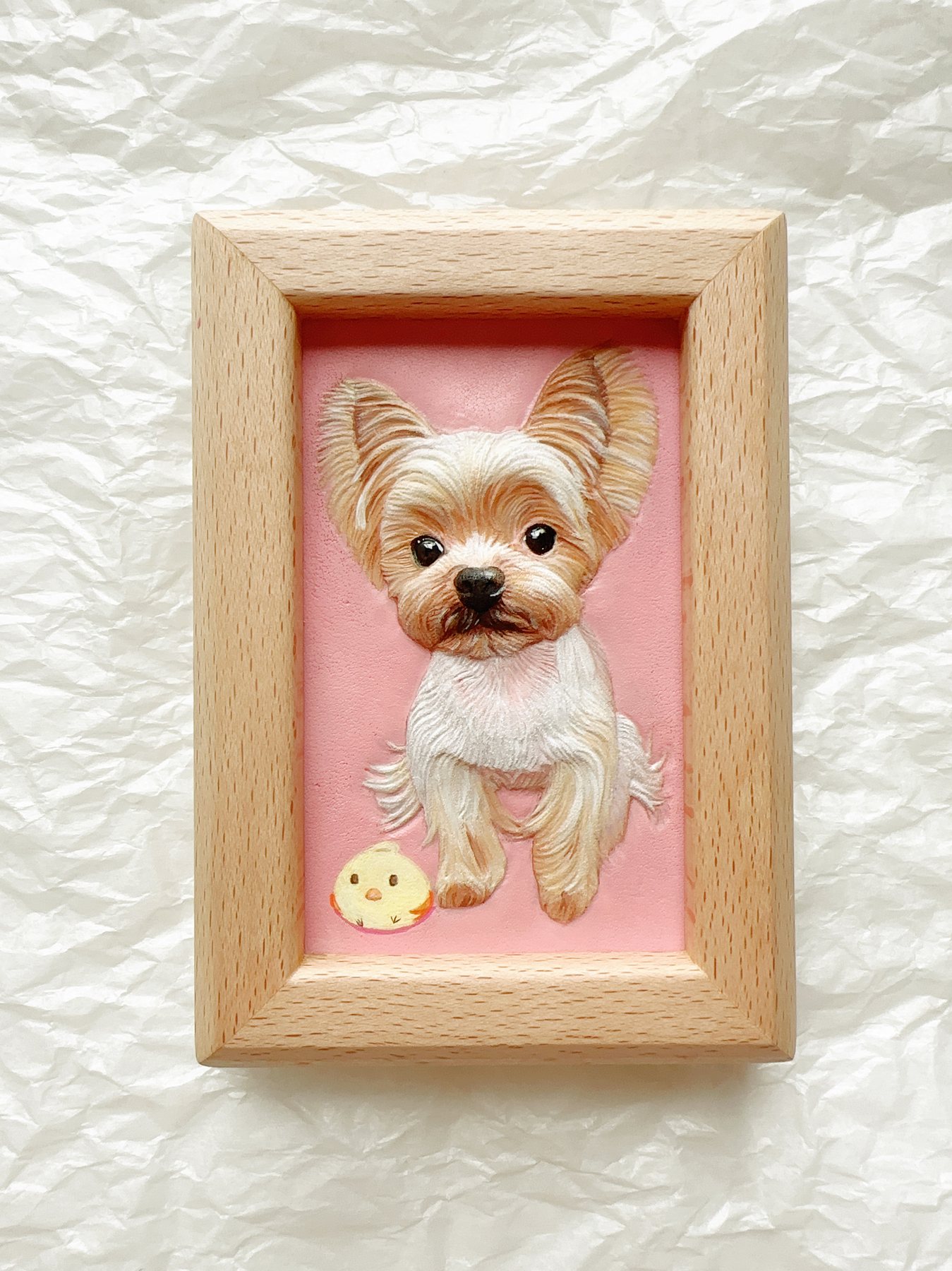 Framed leather pet portrait